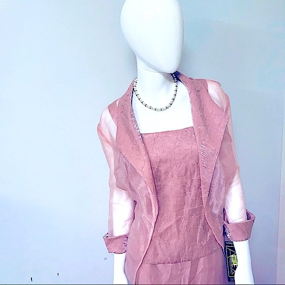 🆕2pc Elegant RoseGold Formal Dress w/Fine Jacket - Picture 12 of 16
